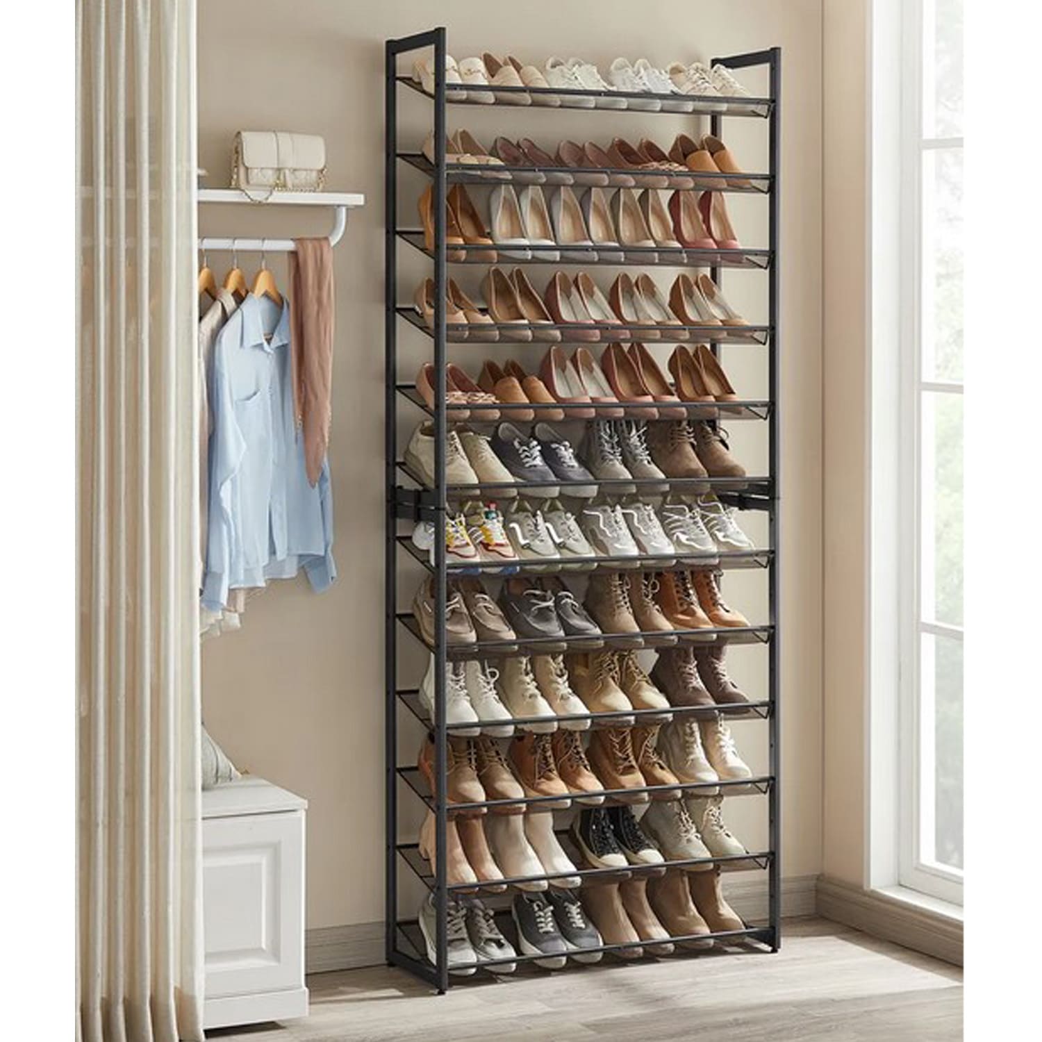 Etagere Chaussure, Étagère à Chaussures, 12 Niveaux, Lot de 2 Meubles à Chaussures 6 Rangées, pour 60 Paires, SONGMICS, 1