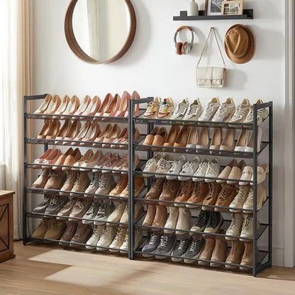 Etagere Chaussure, Étagère à Chaussures, 12 Niveaux, Lot de 2 Meubles à Chaussures 6 Rangées, pour 60 Paires, SONGMICS, 3