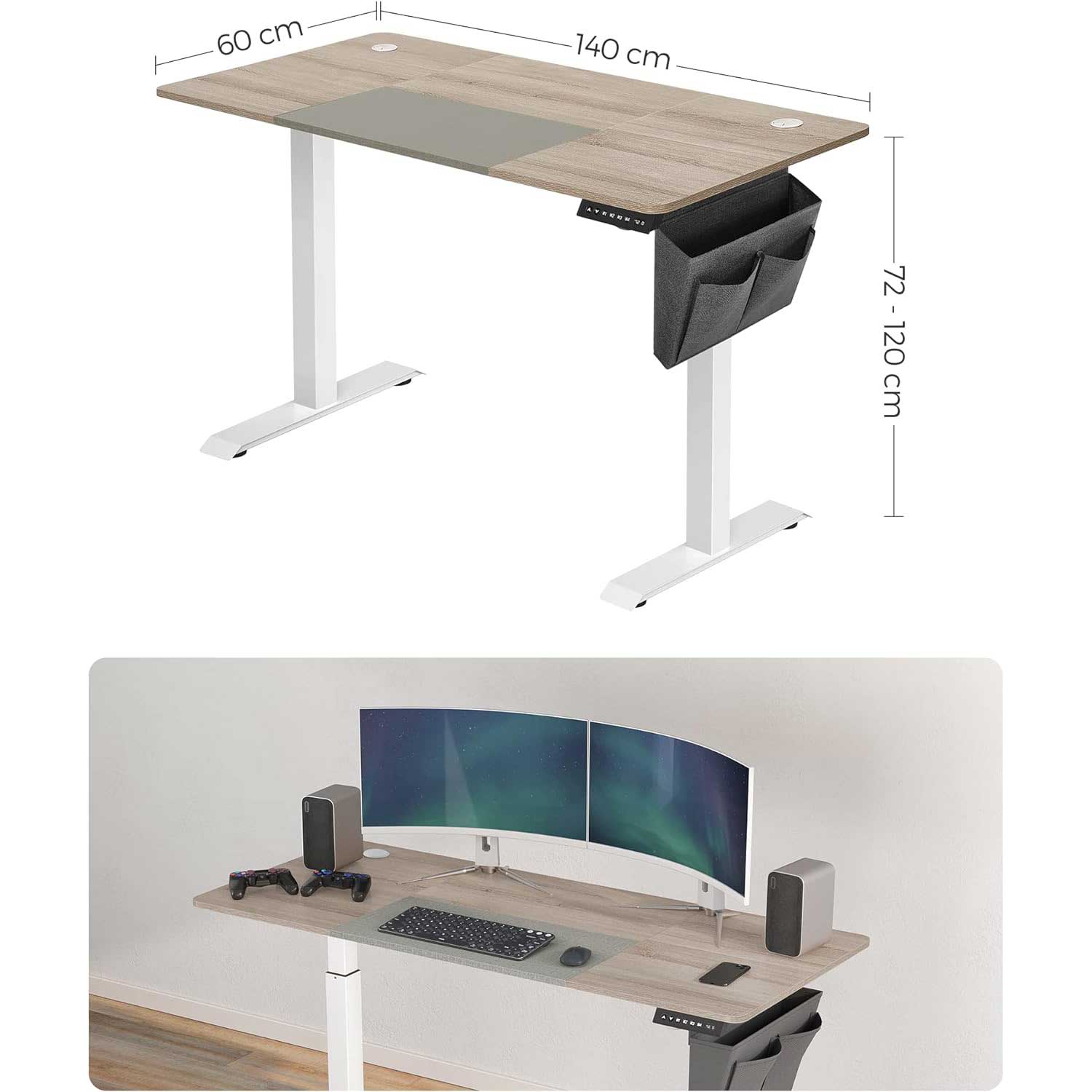 Songmics - Bureau electrique, Ordinateur de Bureau, Bureau Dordinateur, 9