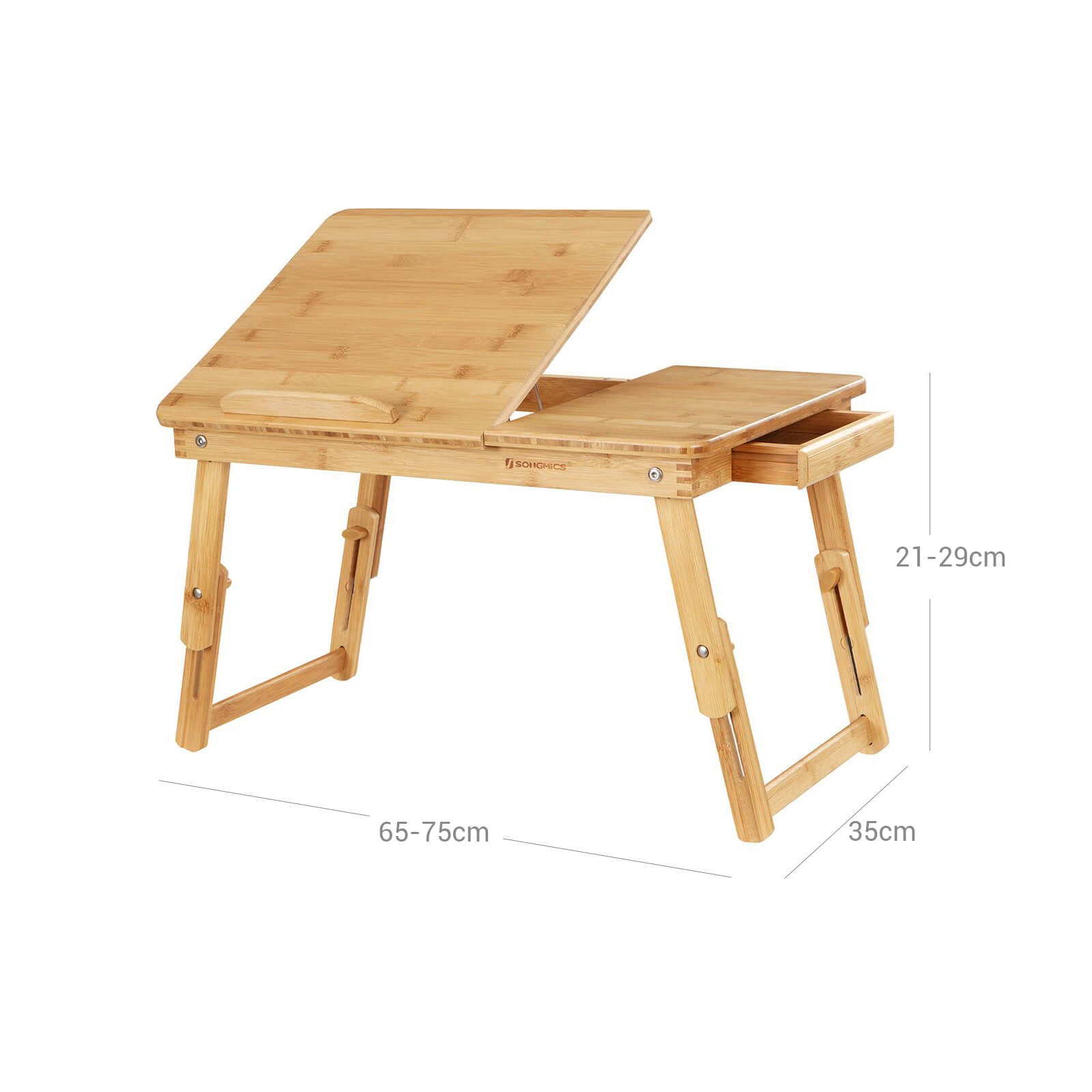 Support Ordinateur Portable, Support PC Portable Lit, Bambou, avec 5 Angles d'Inclinaison Réglables, Boisée, Songmics, 1