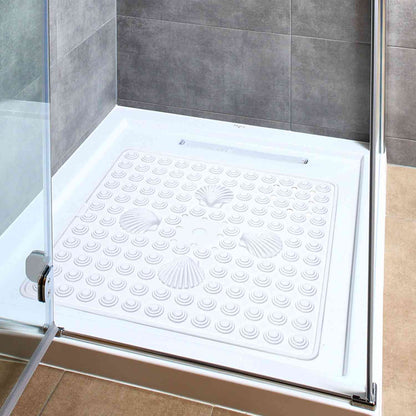 Tapis de Douche antidérapant, 48 x 48 cm, résistant à la moisissure, Lavable en Machine, Blanc, Tatkraft Shell, 1