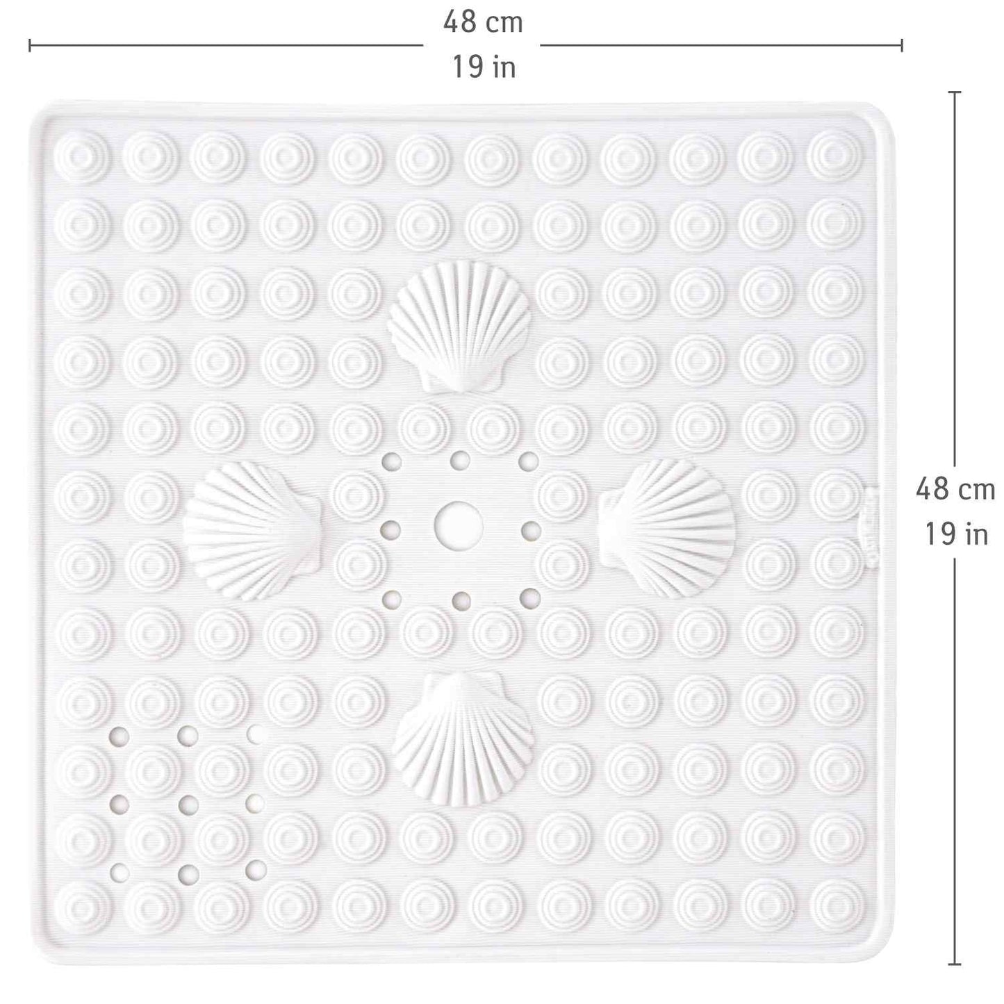 Tapis de Douche antidérapant, 48 x 48 cm, résistant à la moisissure, Lavable en Machine, Blanc, Tatkraft Shell, 5