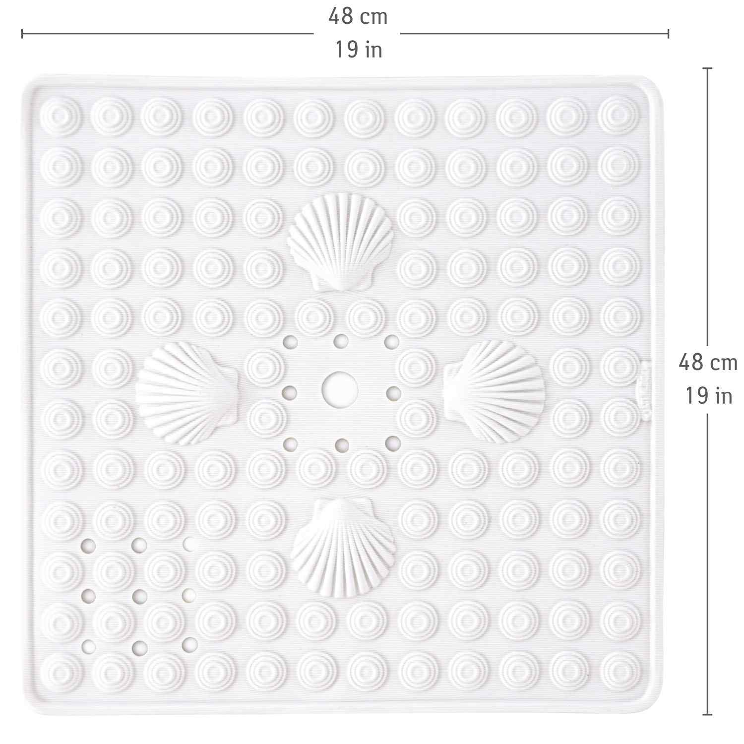 Tapis de Douche antidérapant, 48 x 48 cm, résistant à la moisissure, Lavable en Machine, Blanc, Tatkraft Shell, 5