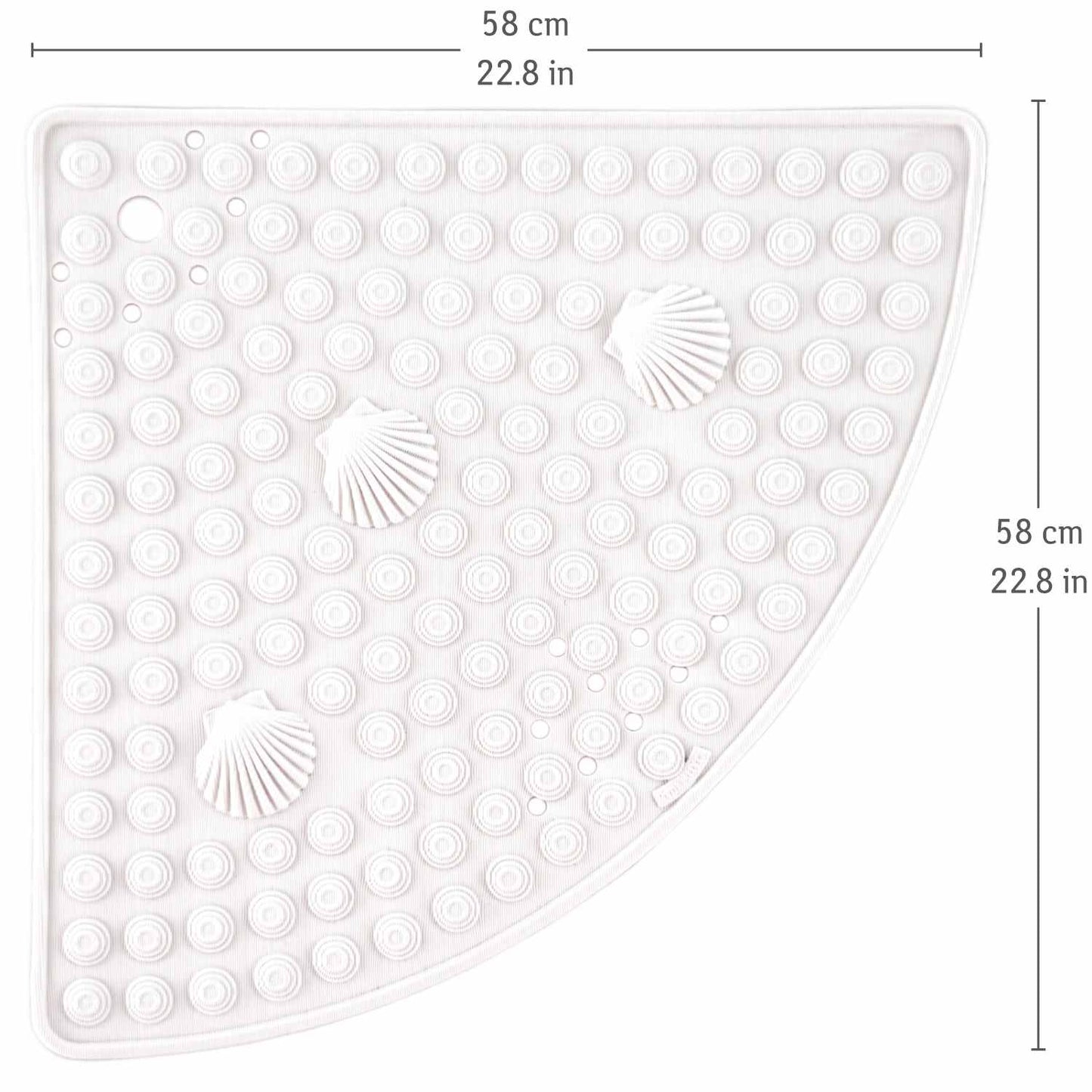 Tapis de Douche d'angle 58 x 58 cm, Anti-moisissure, Tapis de Douche antidérapant en PVC, Blanc, Tatkraft Shell, 4