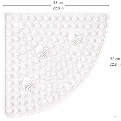 Tapis de Douche d'angle 58 x 58 cm, Anti-moisissure, Tapis de Douche antidérapant en PVC, Blanc, Tatkraft Shell, 4