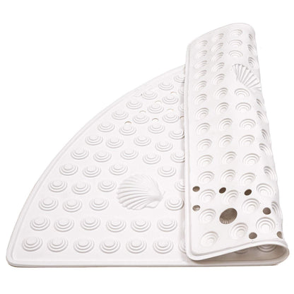 Tapis de Douche d'angle 58 x 58 cm, Anti-moisissure, Tapis de Douche antidérapant en PVC, Blanc, Tatkraft Shell, 7