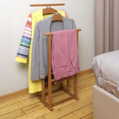 Valet de Chambre, Fabriqué en Italie, Valet de Chambre Bois, 43x35x102 cm, Chevalet vetement, Merisier, Tatkraft Duke, 3