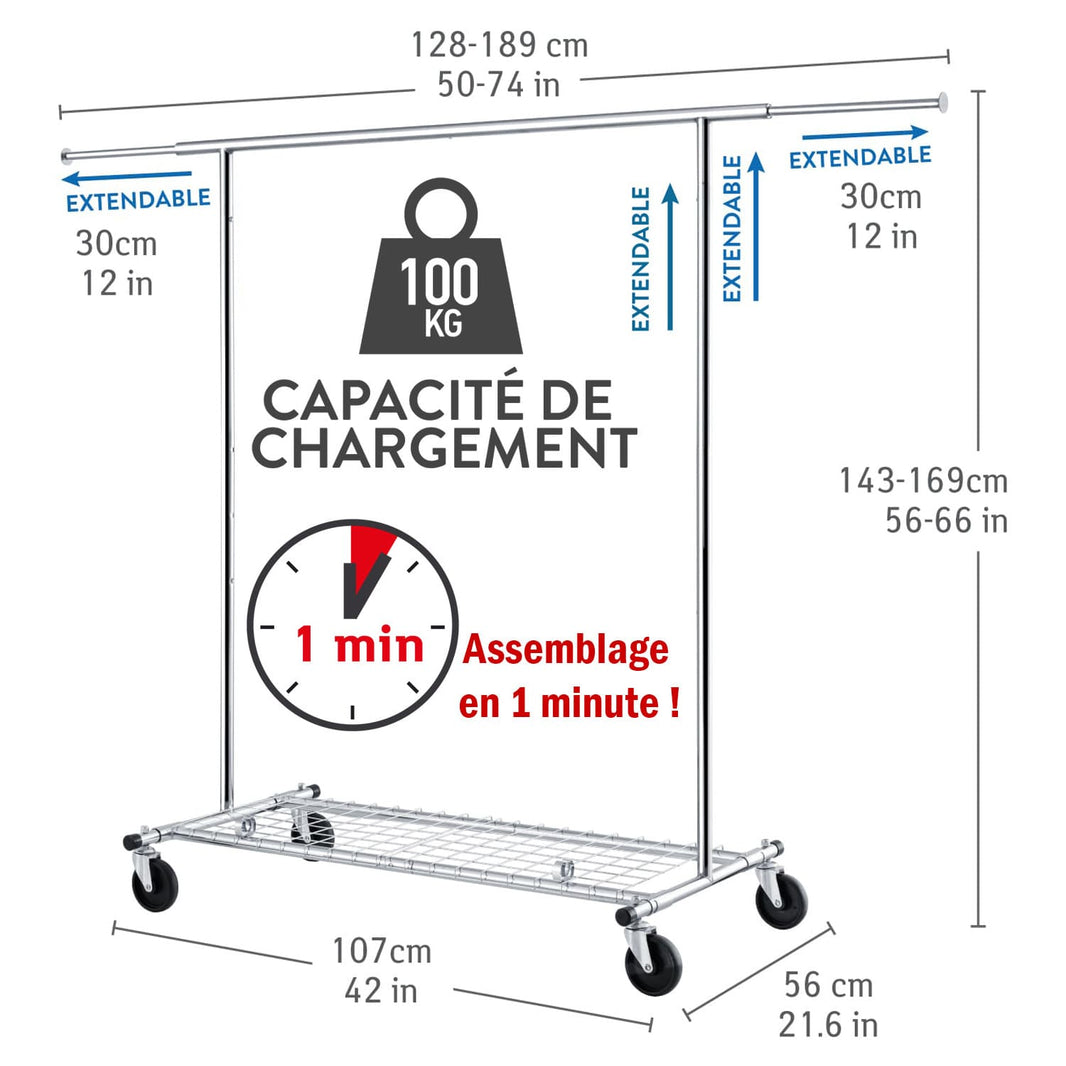 Portant Vêtement Solide, Portant Vêtement Solide 100 kg