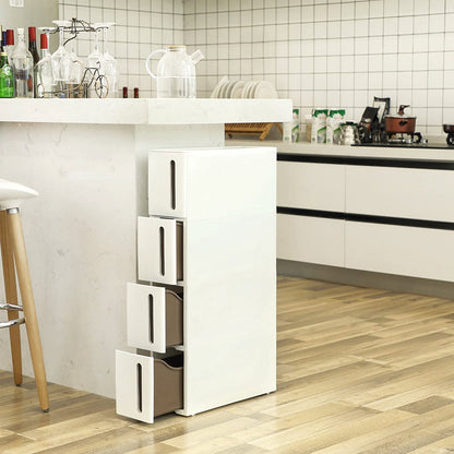 Etagere niche, avec roulettes, Desserte cuisine, avec 4 tiroirs, Extensible, Blanc, Songmics, 5