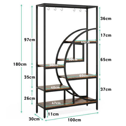 Etagere Plante, 7 niveaux, Support Plante, 100 x 30 x 180 cm, étagère en métal, marron, Tribesigns, 5