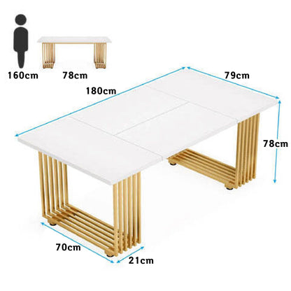 Bureau Ordinateur, 180 x 79 x 78 cm, Bureau informatique, Bureau Travail, Blanc et Or, Tribesigns, 6