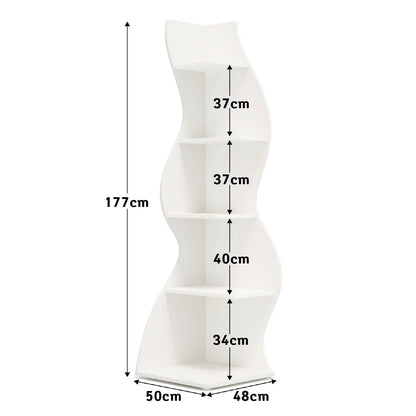 Etagere d'angle, 5 Niveaux, Bibliothèque d'angle, 50 x 48 x 177 cm, Blanche, Tribesigns, 4