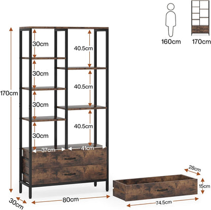 Bibliothèque, Meuble de Rangement, Étagère de Rangement à 5 Niveaux, Étagère à Livres, Brun Rustique, Tribesigns, 8