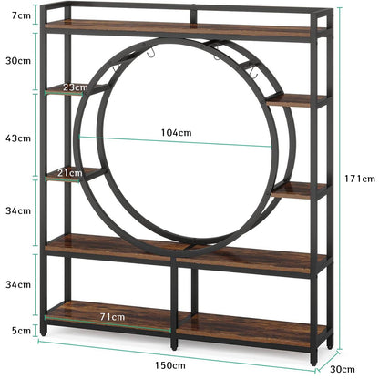 Porte Plantes, Étagère pour Plantes, Support de Plante à 5 Niveaux, Étagère à Fleurs, Brun et Noir, Tribesigns, 6