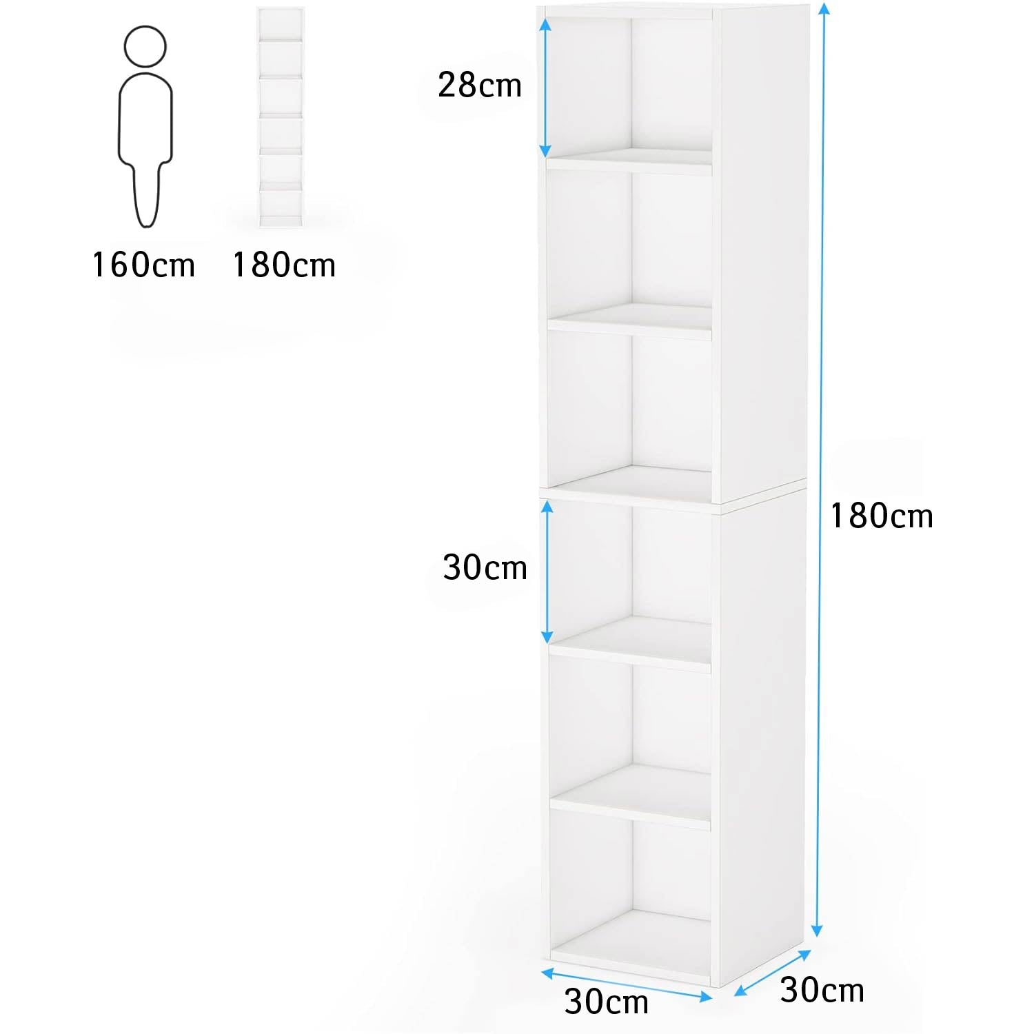 Bibliothèque, Meuble de Rangement, Étagère de Rangement a 6 étagères cubiques, Étagère à Livres, Blanc, Tribesigns, 7