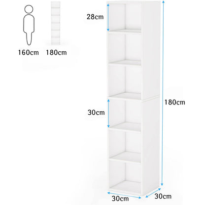 Bibliothèque, Meuble de Rangement, Étagère de Rangement a 6 étagères cubiques, Étagère à Livres, Blanc, Tribesigns, 7