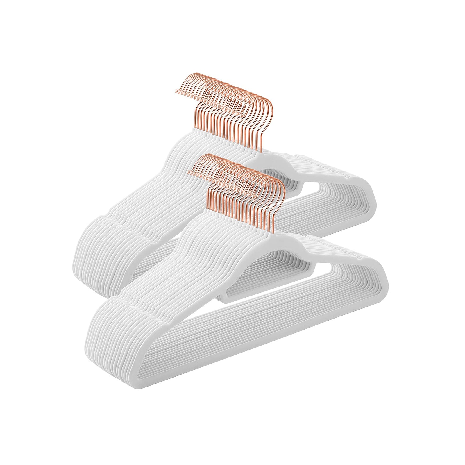 Cintres, Lot de 50, Cintre Pantalon,  43,5 cm, Cintre Velours, Barre À Cravate, Blanc et Rose Gold, SONGMICS, 8