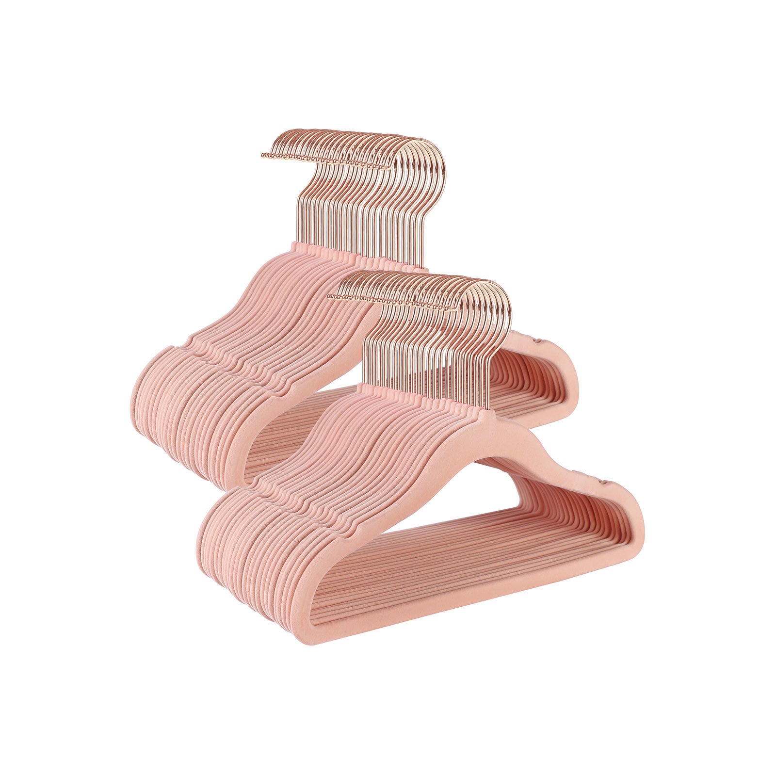 Cintre Enfant, Lot de 50, Cintres Bébé, en Velours, avec Crochets Pivotants à 360° en Rose Gold, Rose, SONGMICS, 1