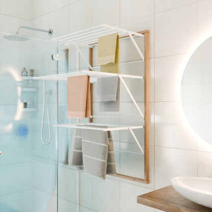 ARIT KARIM - Étendoir à Linge Mural, Fabriqué en Italie, Étendoir linge mural pliable, 15 mètres de corde à linge, Etendoir Mural, Sechoir Mural