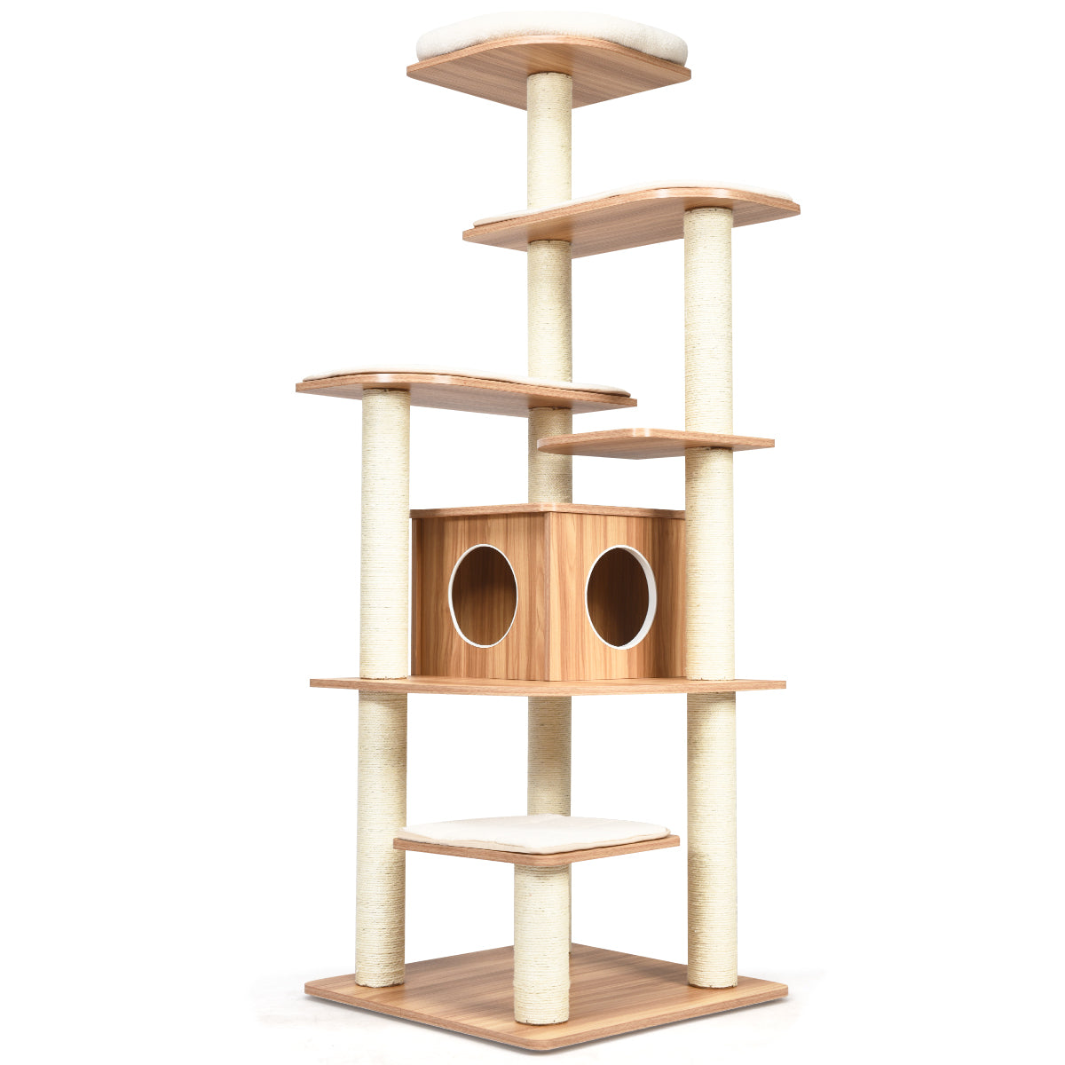 Arbre à Chat, Griffoir Chat, Arbre à Chat XXL Solide, Hauteur 175cm, avec Plateformes et Colonnes en Sisal Griffoir, Costway, 1