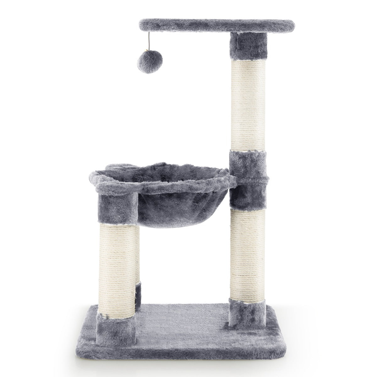 Arbre à Chat, Griffoir Chat, avec Griffoir de Sisal, Hamac Confortable, Balle Suspendue à Jouer Grande Plate-forme, Gris, Costway, 1