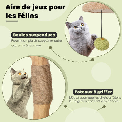 Arbre à Chat, Griffoir Chat, 110cm, en Bois Perchoir Supérieur Rembourré Condo pour Chatcentre d'Activité, Vert, Costway, 6