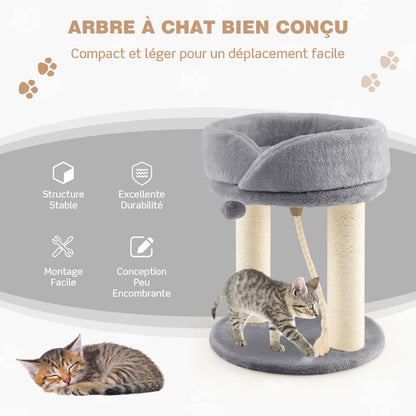 Arbre à Chat, Griffoir Chat, 2 Plateformes avec Perchoir à Dessus Souple Boule de Fourrure Corde en Sisal, Costway, 8