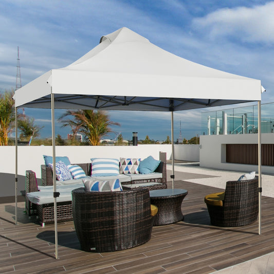 Tonnelle de Jardin, Pergola Terrasse, Escamotable Pliable 3x3M Tente de Fête Imperméable Protection Solaire Blanc, Costway, 5