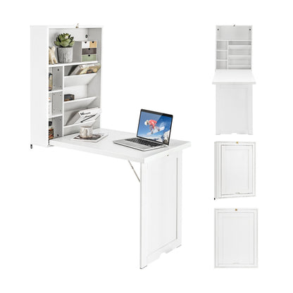 Bureau Pliable Mural, Bureau Pliable, Bureau Ordinateur, Bureau Informatique, Bureau Moderne, Table de Bureau, Costway, 1