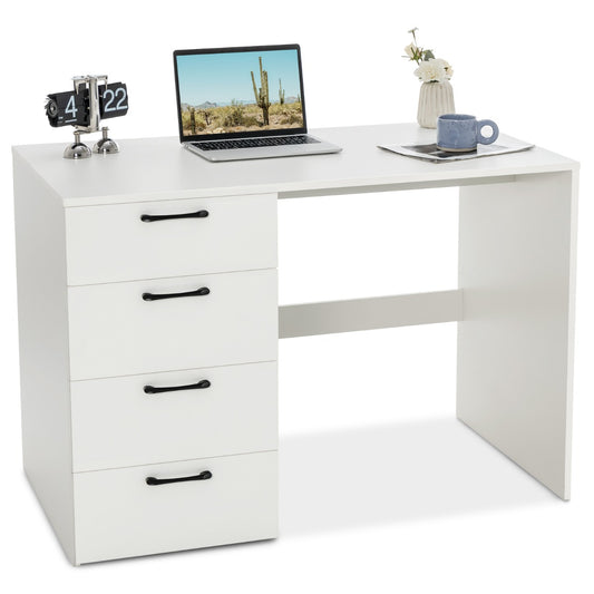 Bureau Ordinateur, Bureau Informatique, Grand Bureau, Bureau Moderne, Poste de Travail avec 4 Tiroirs, Costway, 1