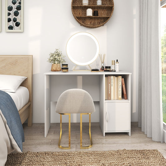 Bureau Moderne, Bureau Ordinateur, Table, Table de Bureau, Poste de Travail avec Trous, Blanc, Costway, 2