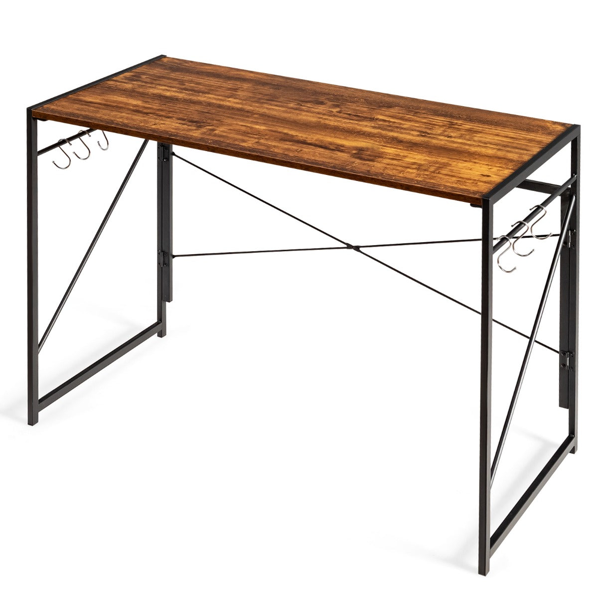 Bureau Pliable, Bureau Ordinateur, Bureau Informatique, Bureau Moderne, Table de Bureau, Poste de Travail, Café, Costway, 1