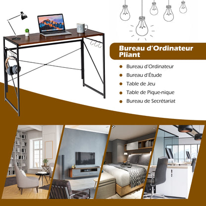 Bureau Pliable, Bureau Ordinateur, Bureau Informatique, Bureau Moderne, Table de Bureau, Poste de Travail, Costway, 8