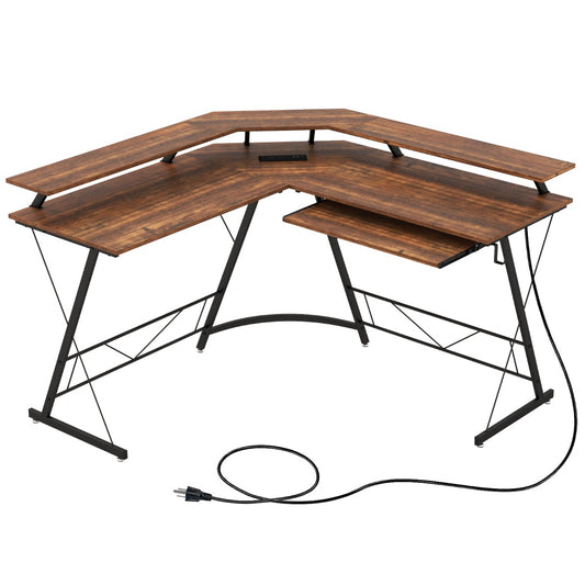 Bureau d'Angle, Bureau en L, Bureau Ordinateur, Bureau Informatique, Grand Bureau, Bureau Moderne, Costway, 1