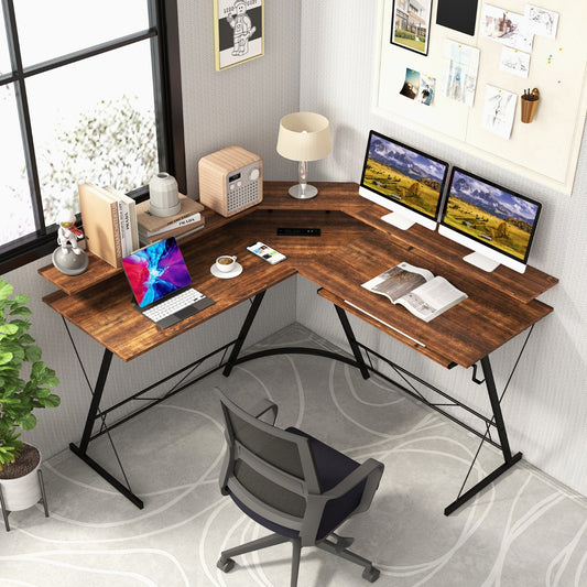 Bureau d'Angle, Bureau en L, Bureau Ordinateur, Bureau Informatique, Grand Bureau, Bureau Moderne, Costway, 3