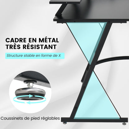 Bureau d'Angle, Bureau en L, Bureau Ordinateur, Bureau Informatique, Grand Bureau, Bureau Moderne, Costway, 7