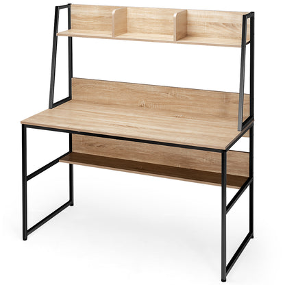 Table de Travail, Bureau Ordinateur, Bureau Moderne, Table de Bureau de 120 Cm, Poste de Travail, Naturel, Costway, 7