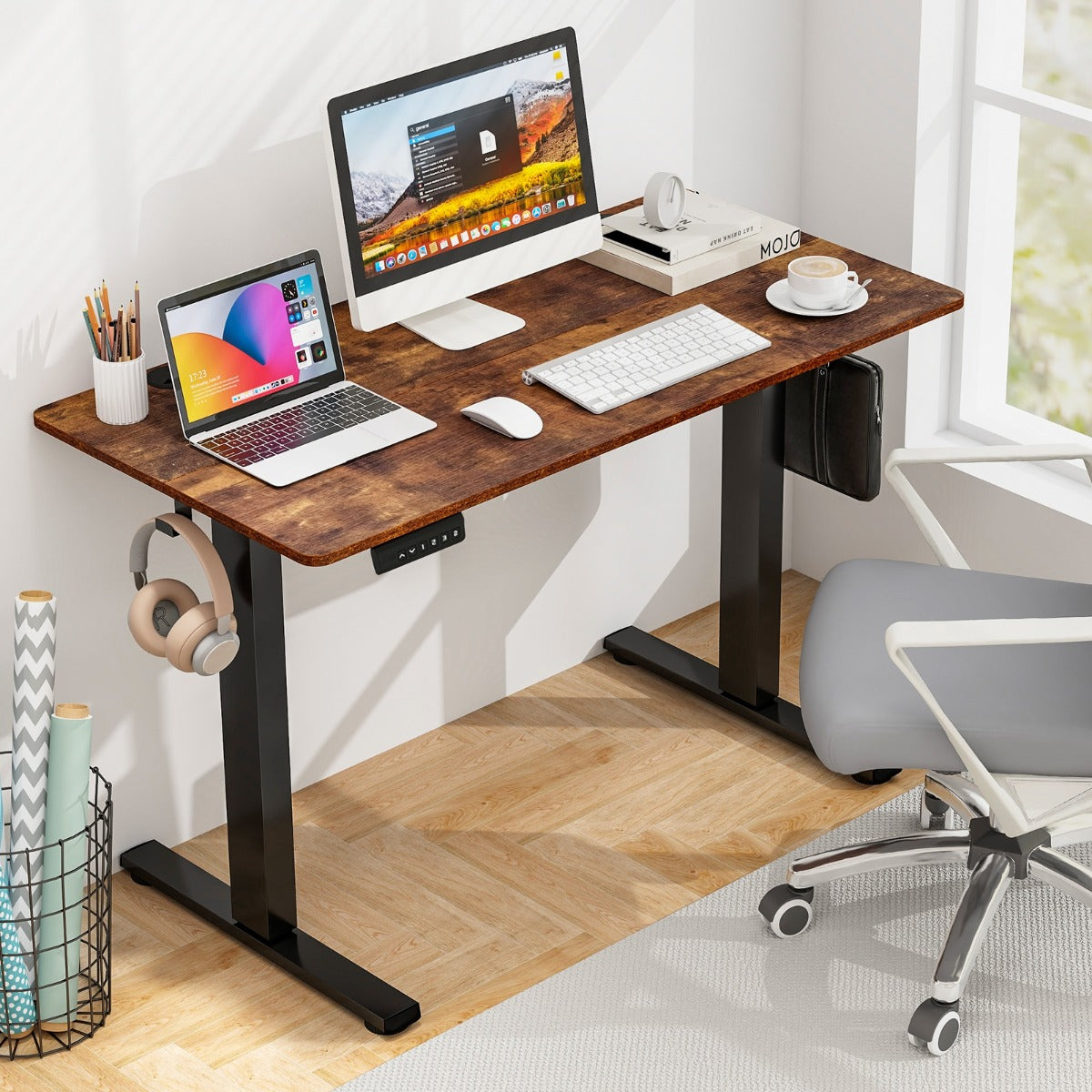 Bureau Electrique, Bureau Assis Debout Electrique, Bureau Assis Debout, Bureau Ordinateur, Table de Bureau, Costway, 3