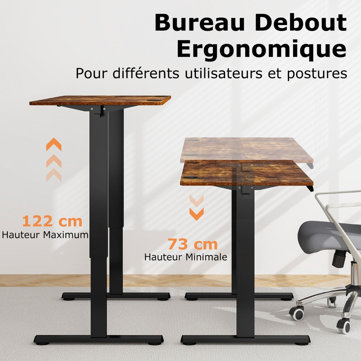 Bureau Electrique, Bureau Assis Debout Electrique, Bureau Assis Debout, Bureau Ordinateur, Table de Bureau, Costway, 7