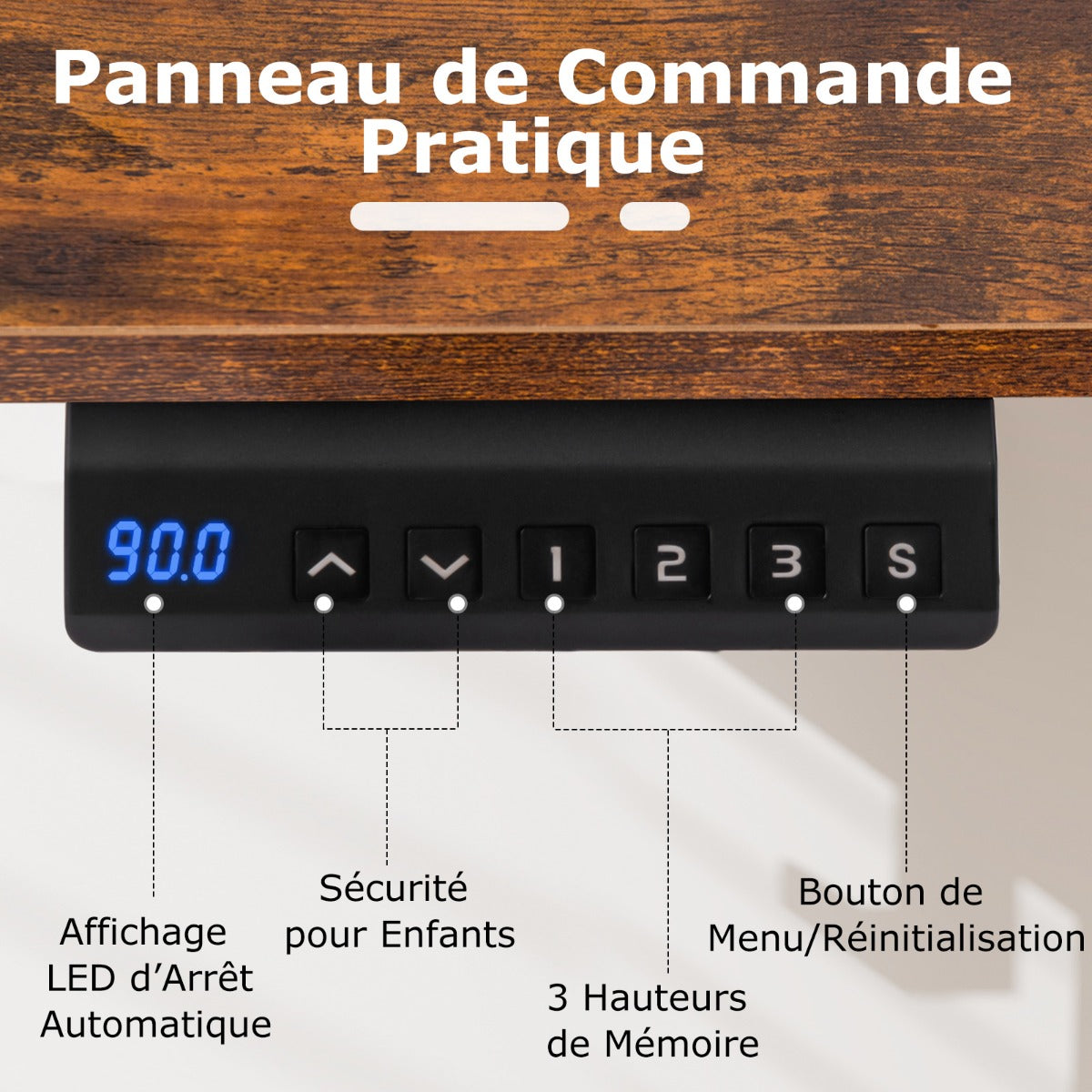 Bureau Electrique, Bureau Assis Debout Electrique, Bureau Assis Debout, Bureau Ordinateur, Table de Bureau, Costway, 6