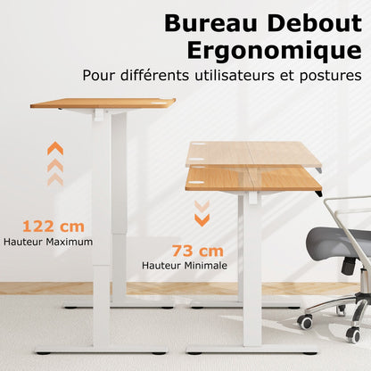 Bureau Electrique, Bureau Assis Debout Electrique, Bureau Assis Debout, 3 Hauteurs de Mémoire, Bureau Ordinateur, Costway, 7