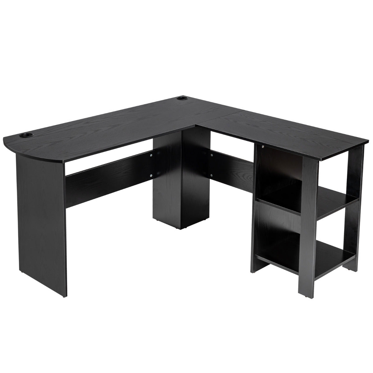 Bureau d'Angle, Bureau en L, Bureau Ordinateur, Bureau Informatique, Bureau Moderne, Table de Bureau, Noir, Costway, 1