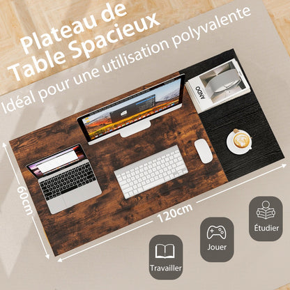 Bureau Ordinateur, Bureau Informatique, Bureau Moderne, Table de 120 cm, Table de Bureau, Poste de Travail, Costway, 8