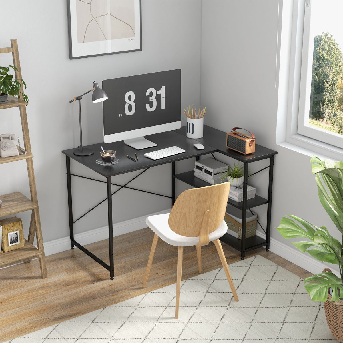 Bureau d'Angle, Bureau Ordinateur, Bureau Informatique, Grand Bureau, Bureau Moderne, Bureau en L, Costway, 3