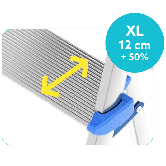  Escabeau Sécurisé, 6 marches, Pliable, marche extra large 12cm, avec bac de rangement, charge max. 150kg, Colombo ATLANTICA , 2