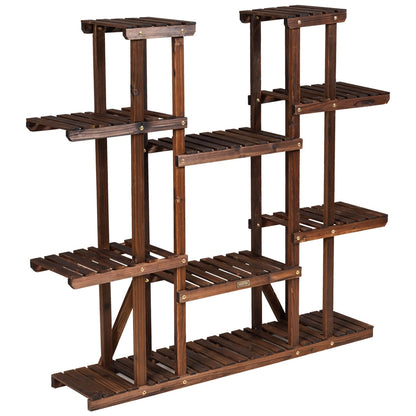 Etagere pour Plante, Meuble Plante, en Bois, 9 Tablettes pour 18 Pots, Support pot de Fleur, Charge 10KG, Costway, 1