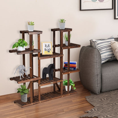 Etagere pour Plante, Meuble Plante, en Bois, 9 Tablettes pour 18 Pots, Support pot de Fleur, Charge 10KG, Costway, 2