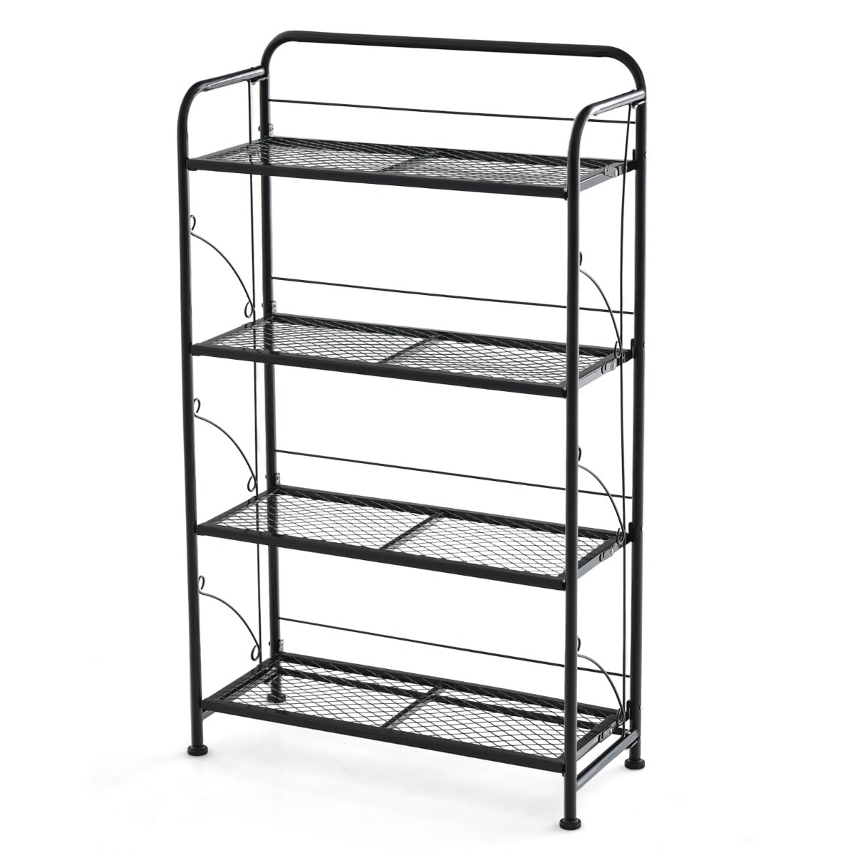 Etagere Plante, Support Plante, Meuble Plante, Support pot de Fleur, Pliable, 4 Niveaux en Métal, Noir, Costway, 1