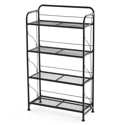 Etagere Plante, Support Plante, Meuble Plante, Support pot de Fleur, Pliable, 4 Niveaux en Métal, Noir, Costway, 1