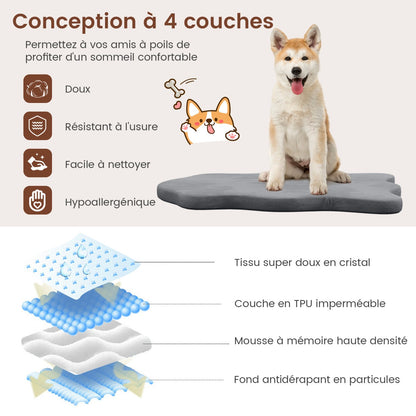 Lit Chien, Grand, Matelas pour Chien, Coussin Chien, avec Housse Amovible et Fond Antidérapant Coussin Orthopédique, Gris, Costway, 6